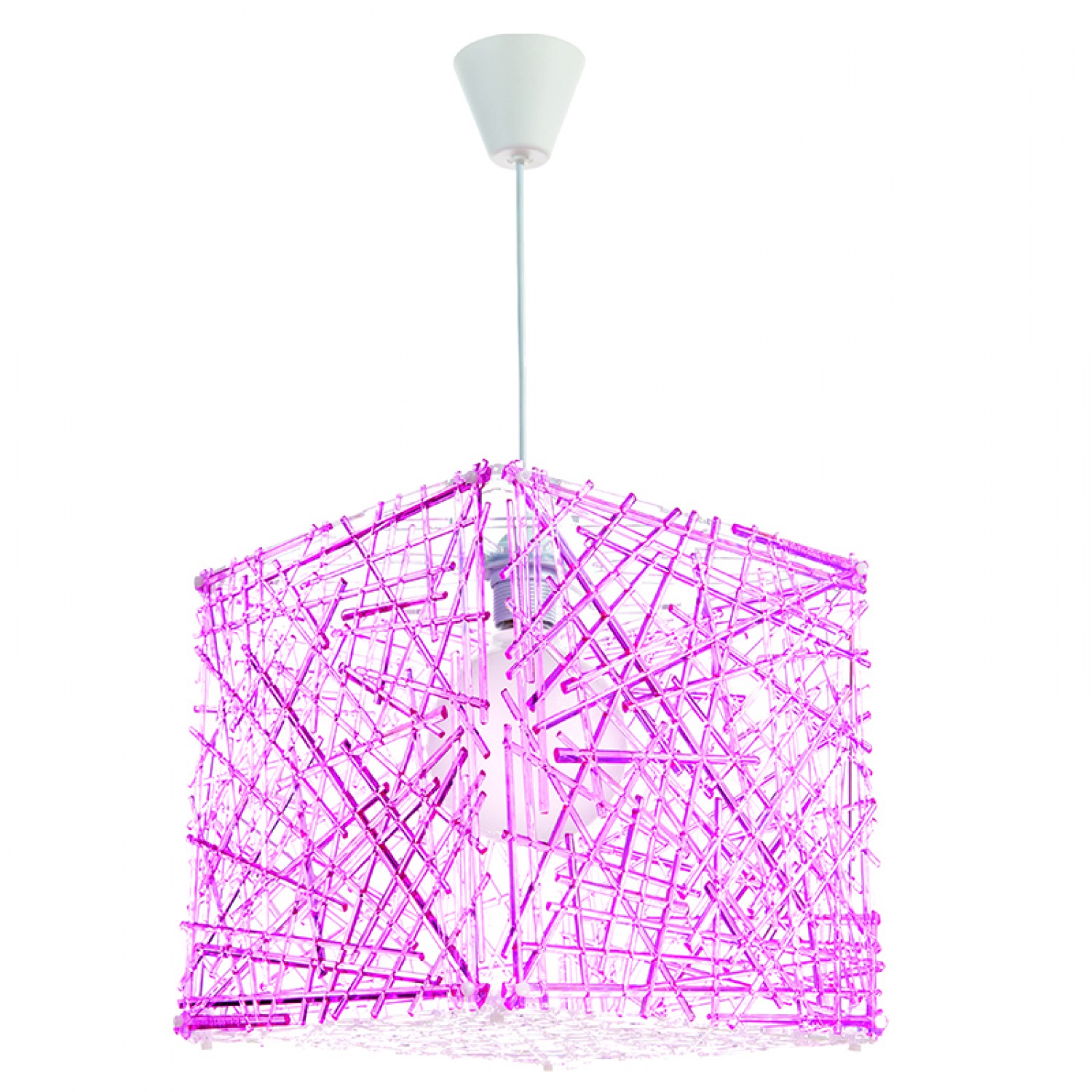 Κρεμαστό φωτιστικό από ροζ plexiglass 1XE27 D:30cm (4339-Ροζ)