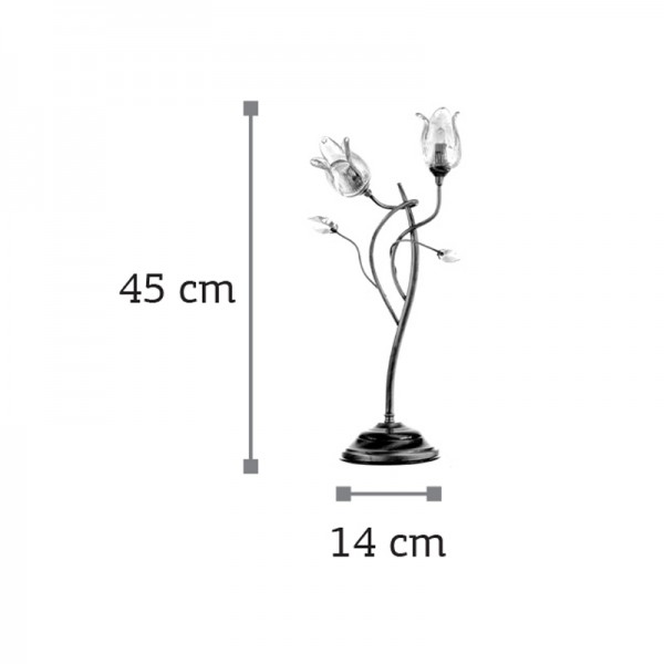 Επιτραπέζιο φωτιστικό από οξυντέ μέταλλο κρύσταλλα και μελί γυαλί 2XG9 D:45cm (3324-Οξυντέ)
