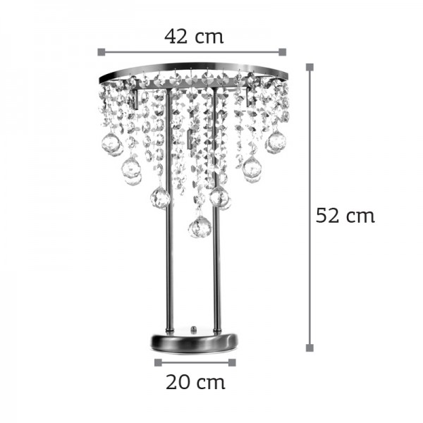 Επιτραπέζιο φωτιστικό από χρώμιο μέταλλο και διάφανα κρύσταλλα 3XG9 D:52cm (3360)