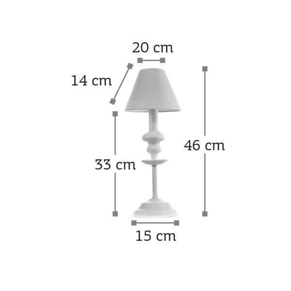 Επιτραπέζιο φωτιστικό από λευκό μέταλλο και υφασμάτινο καπέλο (3420-Λευκό) Φωτιστικά