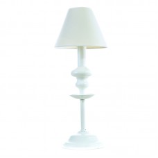 Επιτραπέζιο φωτιστικό από λευκό μέταλλο και υφασμάτινο καπέλο (3420-Λευκό)