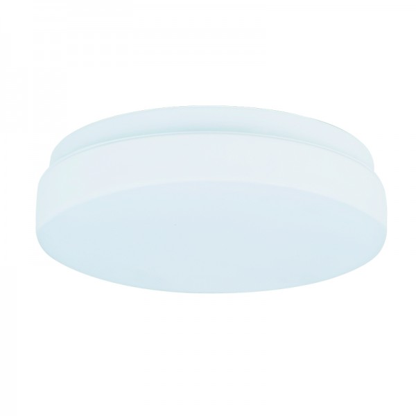 Πλαφονιέρα οροφής από λευκό μέταλλο και λευκή οπαλίνα 2XE27 D:28cm (42096-Α)