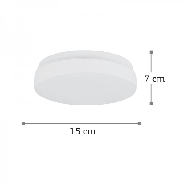Πλαφονιέρα οροφής από λευκό μέταλλο και λευκή οπαλίνα 1XE27 D:15cm (42096-Γ)