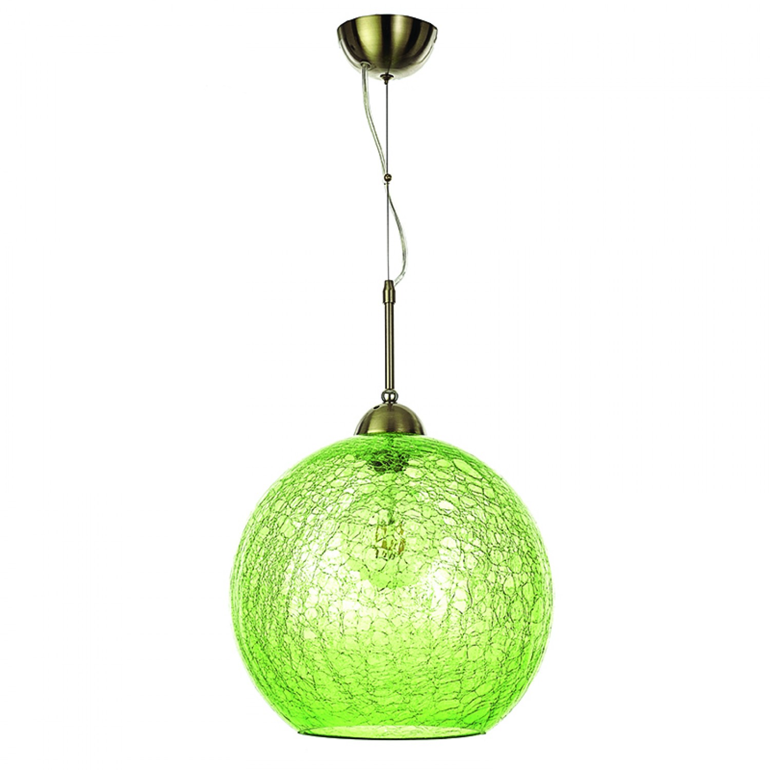 Κρεμαστό φωτιστικό από πράσινο κρακελέ γυαλί 1XE27 D:30cm (4289-Α-Πράσινο)