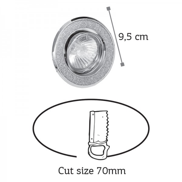 Χωνευτό σποτ από χρώμιο μέταλλο 1XGU10 D:9,5cm (43285-Χρώμιο)