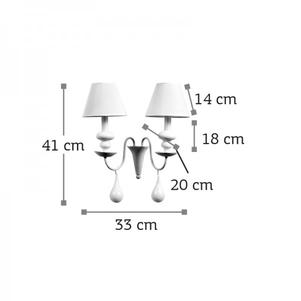 Επιτοίχιο φωτιστικό από λευκό μέταλλο και υφασμάτινο καπέλο (43333-2Φ-Λευκό) Φωτιστικά