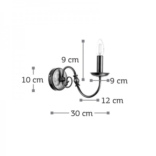 Επιτοίχιο φωτιστικό από οξυντέ μέταλλο 1XE14 D:30cm (43369)