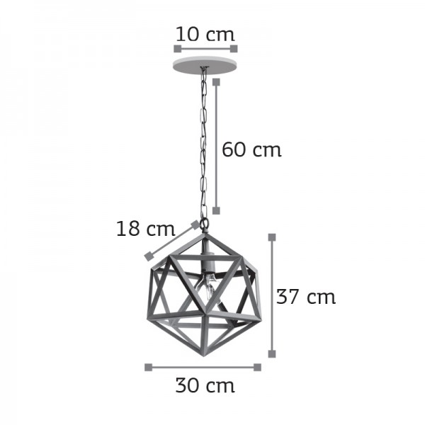 Κρεμαστό φωτιστικό από μαύρο μέταλλο 1XE27 D:30cm (4418-BL)