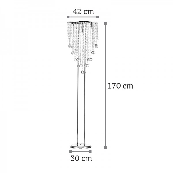 Επιδαπέδιο φωτιστικό από χρώμιο μέταλλο και διάφανα κρύσταλλα 3XG9 D:170cm (45334)