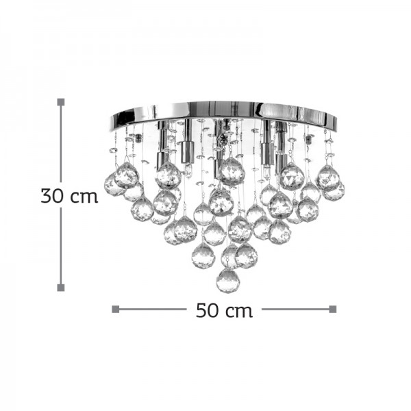 Φωτιστικό οροφής από χρώμιο μέταλλο και διάφανα κρύσταλλα 8XG9 D:50cm (5292-Α)