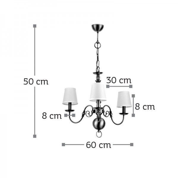 Κρεμαστό φωτιστικό από οξυντέ μέταλλο 3XE14 D:60cm (5309-3)