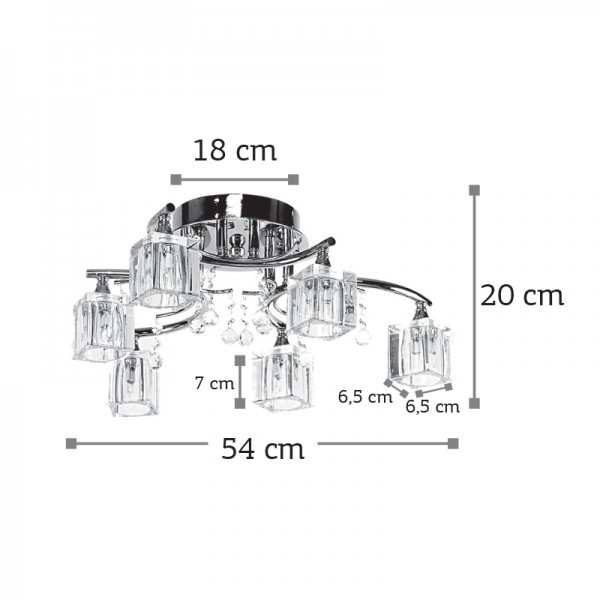 Φωτιστικό οροφής από χρώμιο μέταλλο και κρύσταλλα 6XG9 D:54cm (6120-6)