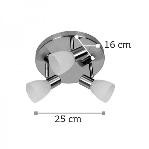 Επιτοίχιο σποτ από μέταλλο σε νίκελ ματ απόχρωση 3XE14 D:25cm (9064-3Φ-Νίκελ Ματ)