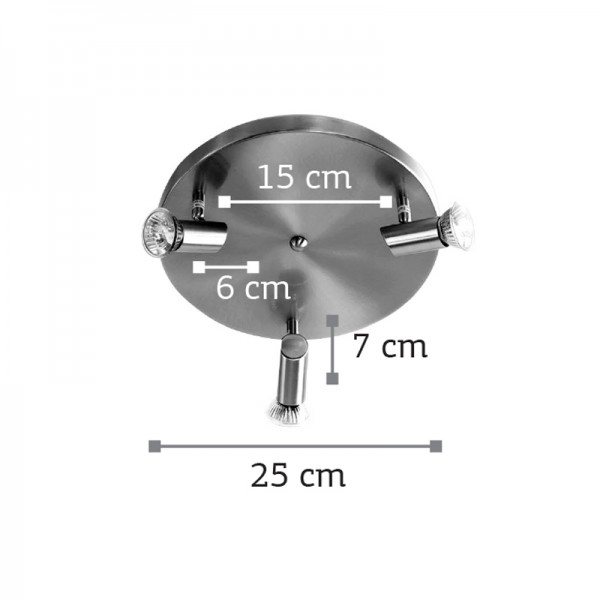 Επιτοίχιο σποτ από μέταλλο σε νίκελ ματ απόχρωση 3XGU10 D:25cm (9075-3Φ-Νίκελ Ματ)