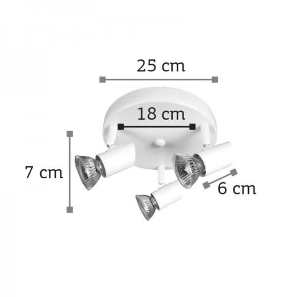 Επιτοίχιο σποτ από μέταλλο σε λευκή απόχρωση 3XGU10 D:25cm (9077-3Φ-Λευκό)