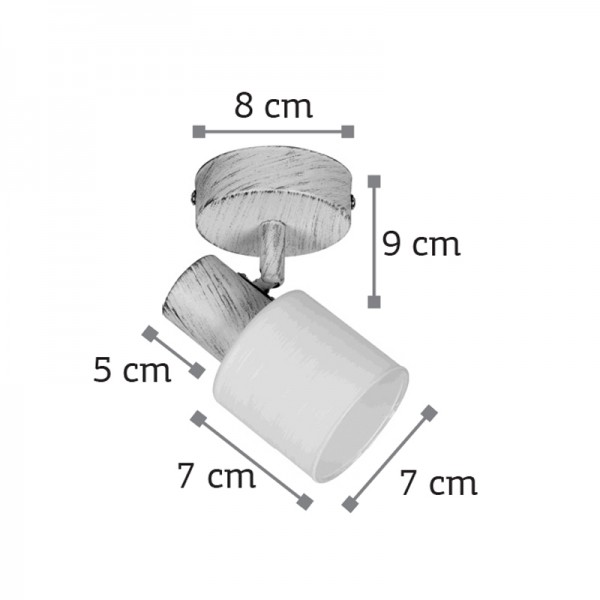 Επιτοίχιο σποτ από μέταλλο σε απόχρωση λευκής πατίνας 1XE14 D:8cm (9079-1Φ-Λευκή Πατίνα)