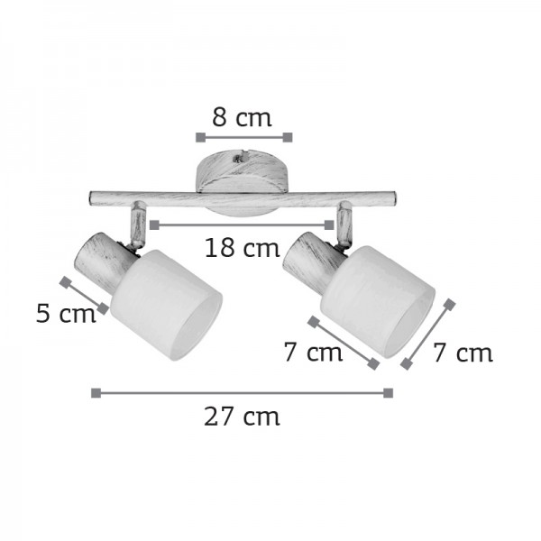 Επιτοίχιο σποτ από μέταλλο σε απόχρωση λευκής πατίνας 2XE14 D:27cm (9079-2Φ-Λευκή Πατίνα)