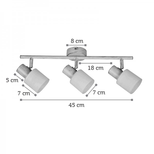 Επιτοίχιο σποτ από μέταλλο σε απόχρωση λευκής πατίνας 3XE14 D:45cm (9079-3Φ-Λευκή Πατίνα)