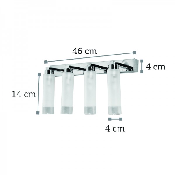 Επιτοίχιο φωτιστικό από χρώμιο μέταλλο και αμμοβολή γυαλί 4XG9 D:46cm (43419-4)