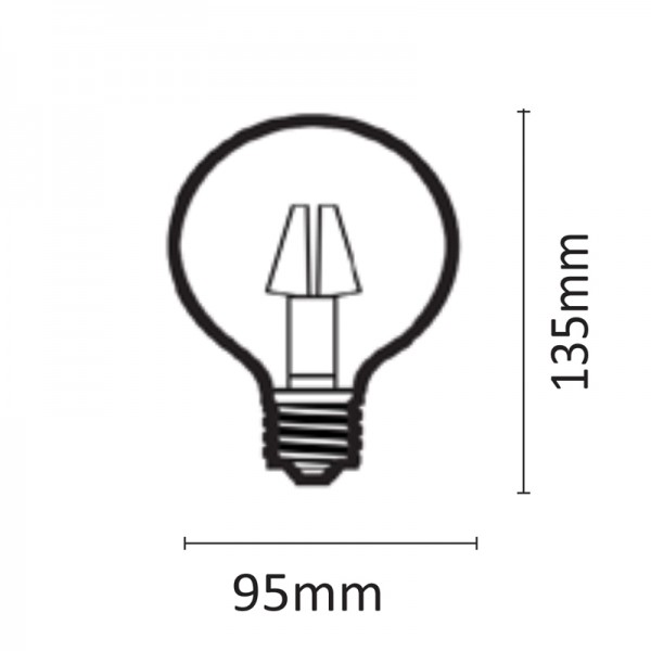 E27 LED Filament G95 12watt Φυσικό Λευκό (7.27.12.21.2)  Λαμπτήρες LED