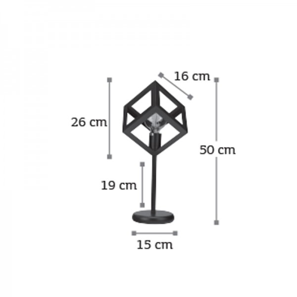 Επιτραπέζιο φωτιστικό από μαύρο μέταλλο 1XE27 D:50cm (3442-BL)
