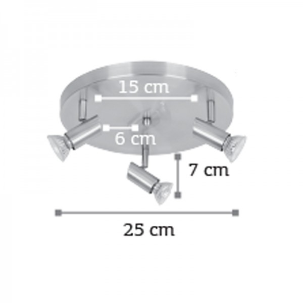 Επιτοίχιο σποτ από μέταλλο σε οξυντέ απόχρωση 3XGU10 D:25cm (9075-3Φ-Οξυντέ)