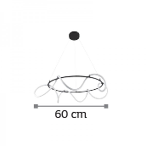 Κρεμαστό φωτιστικό LED 60W 3000K από μαύρο μέταλλο και σωλήνα σιλικόνης D:60cm (6016-Β)