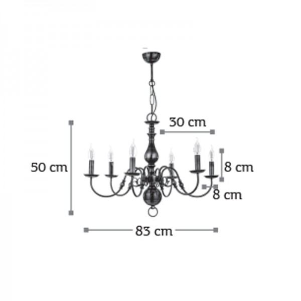 Κρεμαστό φωτιστικό από οξυντέ μέταλλο 8XE14 D:83cm (5309-8)