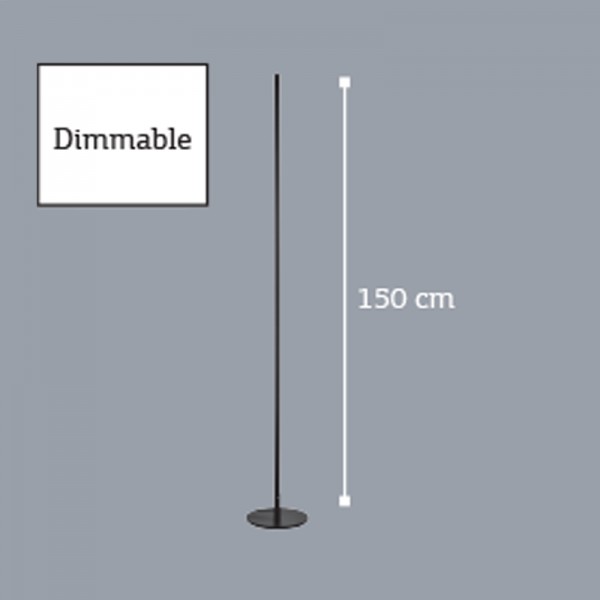 Επιδαπέδιο φωτιστικό LED 24W 3000K από μαύρο μέταλλο D:150cm  (45012)