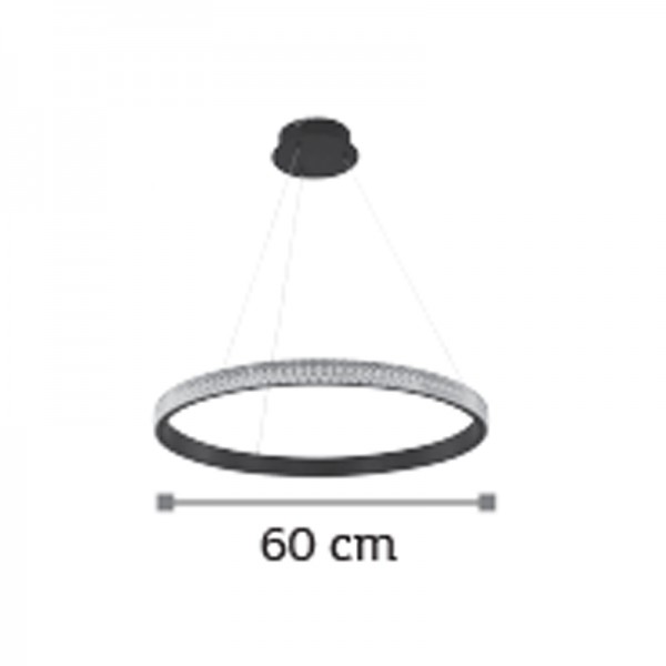 Κρεμαστό φωτιστικό LED 56W 3000K από χρώμιο αλουμίνιο και ακρυλικό D:60cm (6033-B-CH)