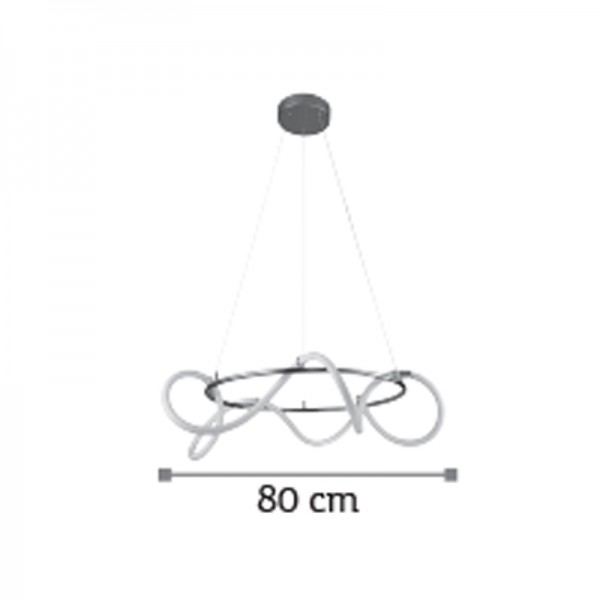 Κρεμαστό φωτιστικό LED 80W 3000K από χρώμιο μέταλλο και σωλήνα σιλικόνης D:80cm (6017-A-CH)