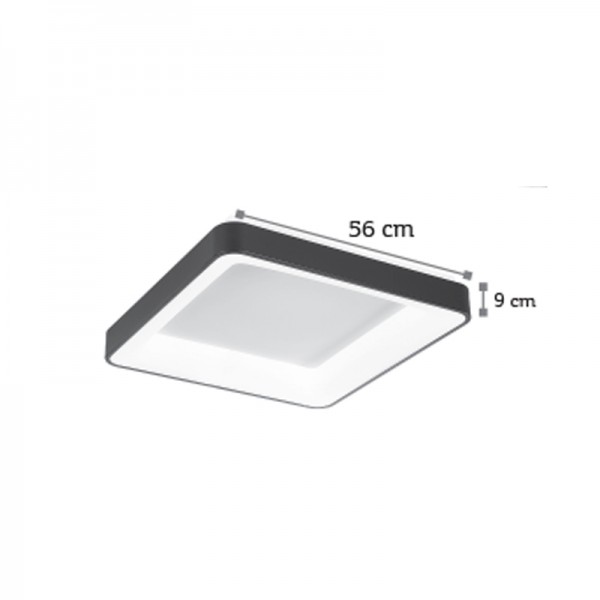 Πλαφονιέρα οροφής LED 58W 4000K από μαύρο μέταλλο και ακρυλικό D:56cm (42173-Α)