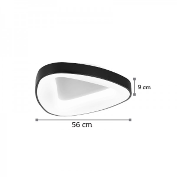 Πλαφονιέρα οροφής LED 58W 4000K από μαύρο μέταλλο και ακρυλικό D:56cm (42175-Α)