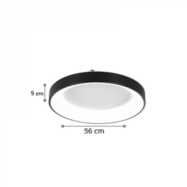 Πλαφονιέρα οροφής LED 58W 4000K από μαύρο μέταλλο και ακρυλικό D:56cm (42177-Α)