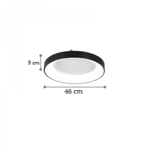 Πλαφονιέρα οροφής LED 48W 4000K από μαύρο μέταλλο και ακρυλικό D:46cm (42177-Β)