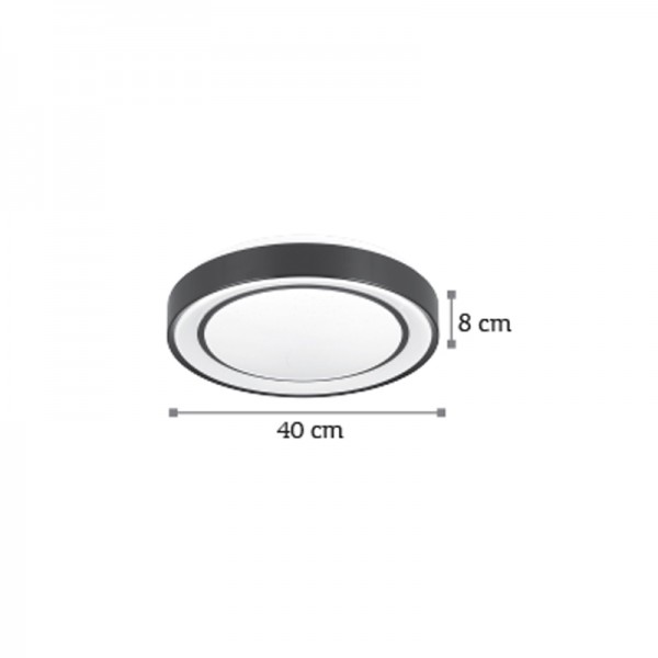 Πλαφονιέρα οροφής LED 27W 3CCT από μαύρο μέταλλο και ακρυλικό D:40cm (42179-Β)