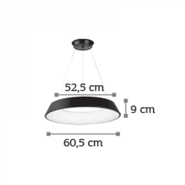 Κρεμαστό φωτιστικό LED 50W 4000K από μαύρο μέταλλο και ακρυλικό D:60,5cm (6010-Α)