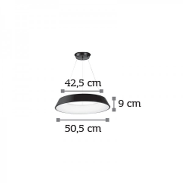 Κρεμαστό φωτιστικό LED 36W 4000K από μαύρο μέταλλο και ακρυλικό D:50,5cm (6010-Β)