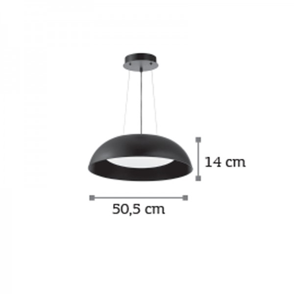 Κρεμαστό φωτιστικό LED 48W 4000K από μαύρο μέταλλο και ακρυλικό D:50,5cm (6012)