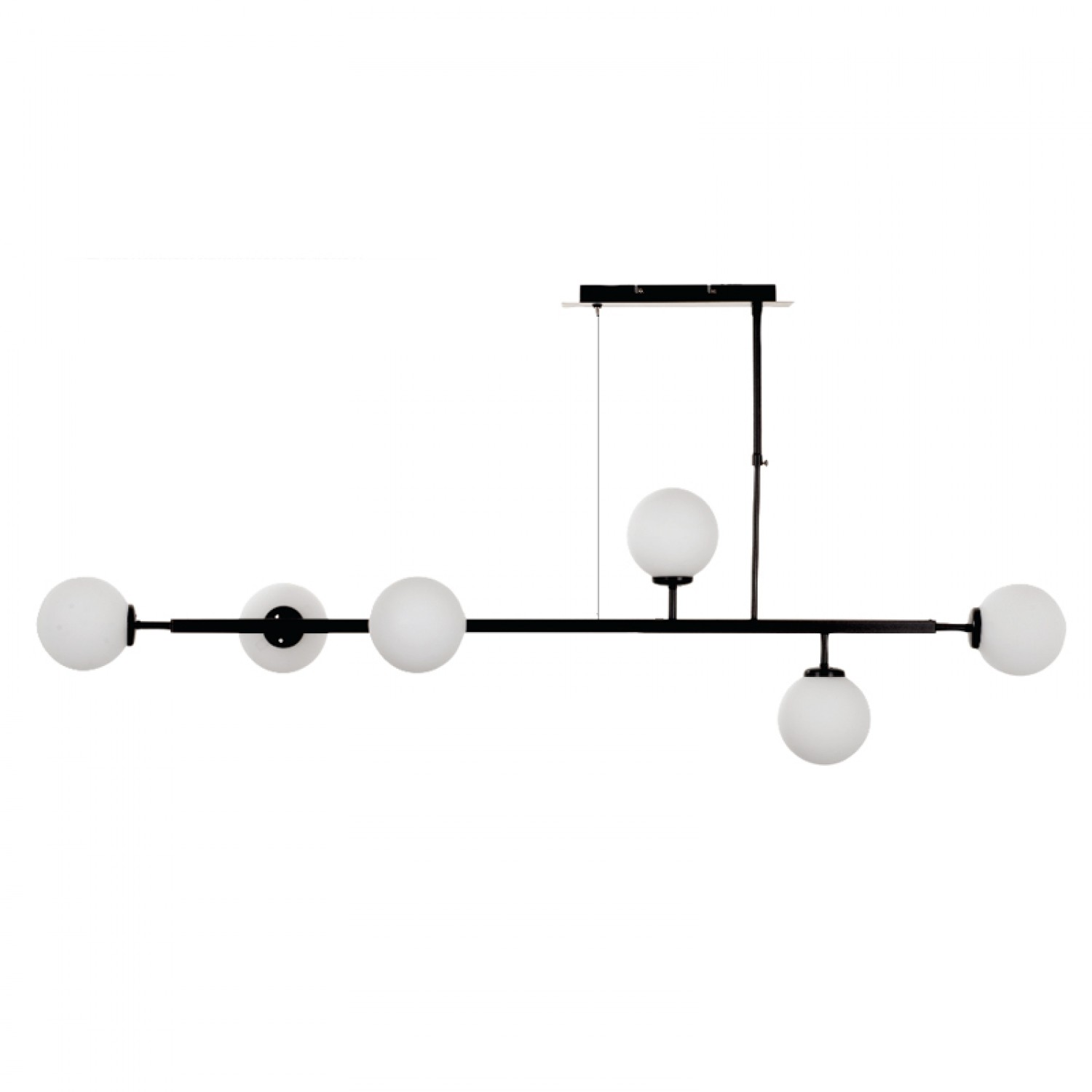 Κρεμαστό φωτιστικό από μαύρο μέταλλο και λευκή οπαλίνα 6XG9 D:130cm (6170-6-BL)