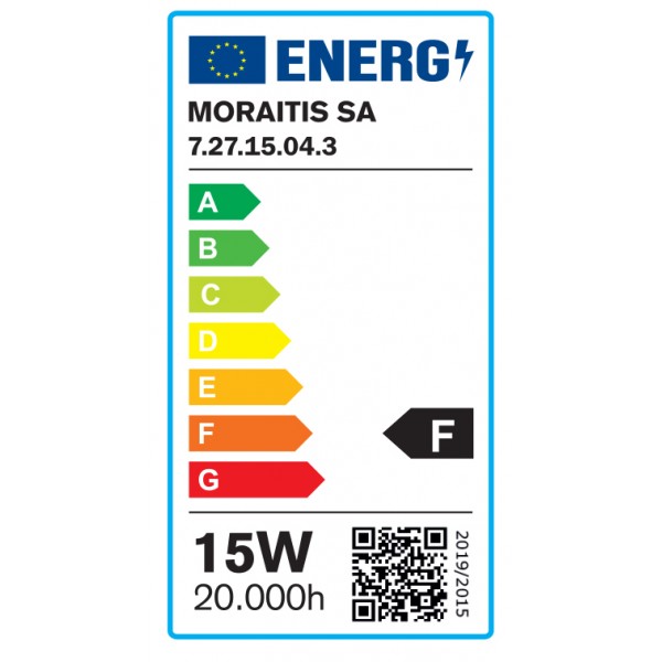 E27 LED A60 15watt 6500Κ Ψυχρό Λευκό (7.27.15.04.3)  Λαμπτήρες LED