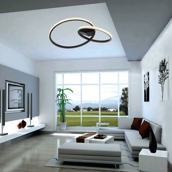 Πλαφονιέρα οροφής LED 35W 3000K από αλουμίνιο σε μαύρη απόχρωση D:50cm (42012)