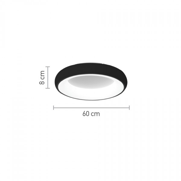 Πλαφονιέρα οροφής LED 110W 3CCT (by tuya) από μαύρο και λευκό ακρυλικό D:60W (42020-Α-Black)