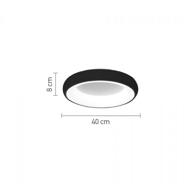 Πλαφονιέρα οροφής LED 54W 3CCT (by tuya) από μαύρο και λευκό ακρυλικό D:40cm (42020-B-Black)