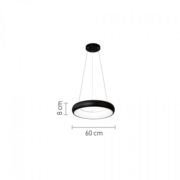 Κρεμαστό φωτιστικό LED 110W 3CCT από μαύρο και λευκό ακρυλικό D:60cm (42023-Α-Black)