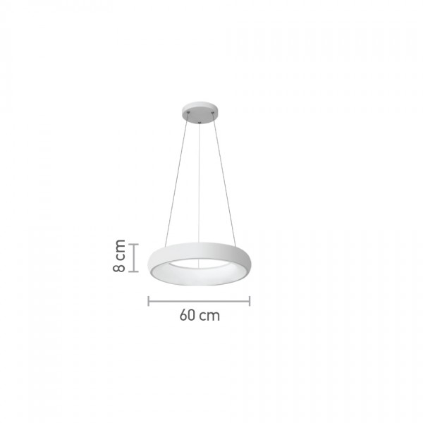 Κρεμαστό φωτιστικό LED 110W 3CCT από λευκό ακρυλικό D:60cm (42023-A-White)