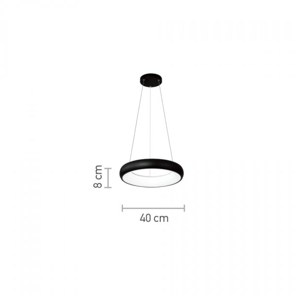 Κρεμαστό φωτιστικό LED 54W 3CCT από μαύρο και λευκό ακρυλικό D:40cm (42023-B-Black)
