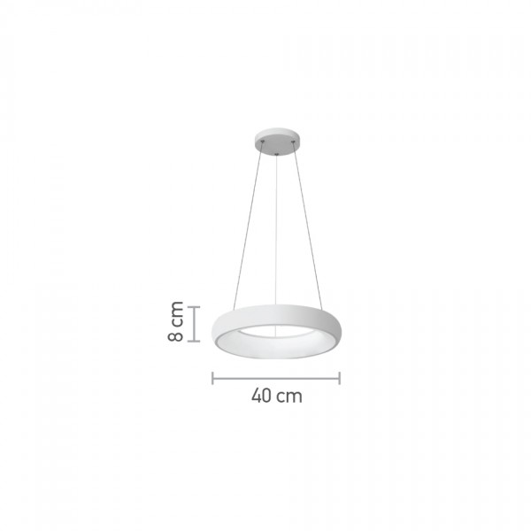 Κρεμαστό φωτιστικό led 54W 3CCT από λευκό ακρυλικό D:40cm (42023-B-White)