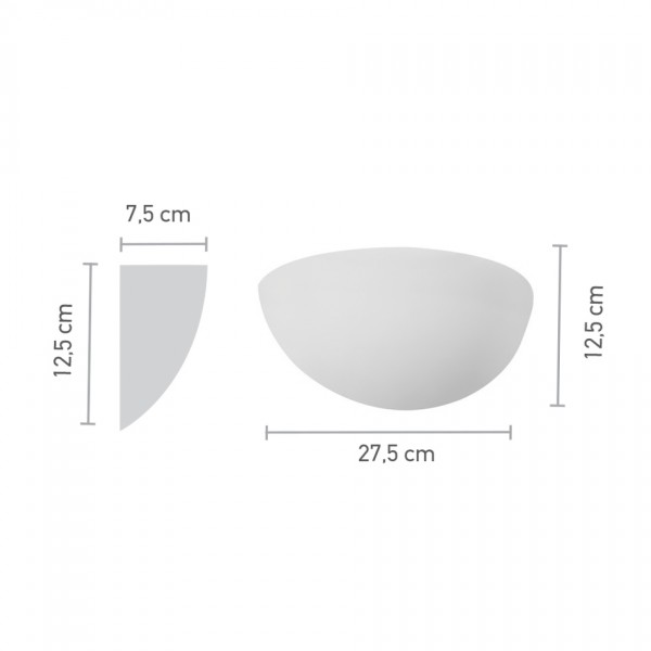 Επιτοίχιο φωτιστικό λευκό από γύψο 1XE14 D:27,5cm (43032)