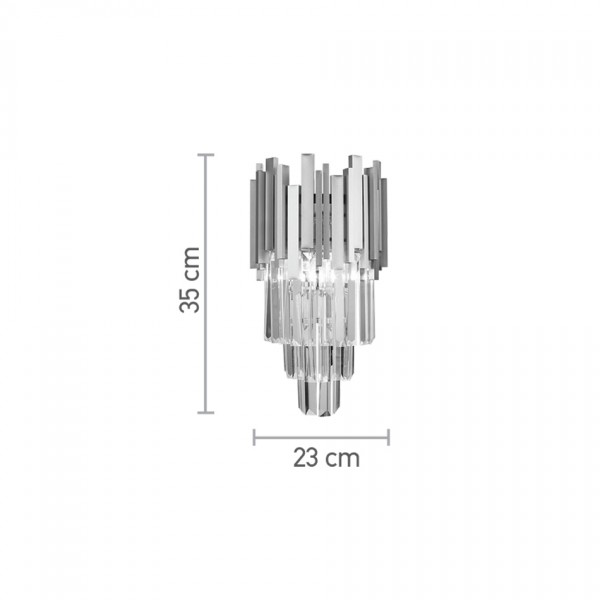 Επιτοίχιο φωτιστικό από χρυσαφί αλουμίνιο και κρύσταλλα 1XE14 D:35cm (43035)